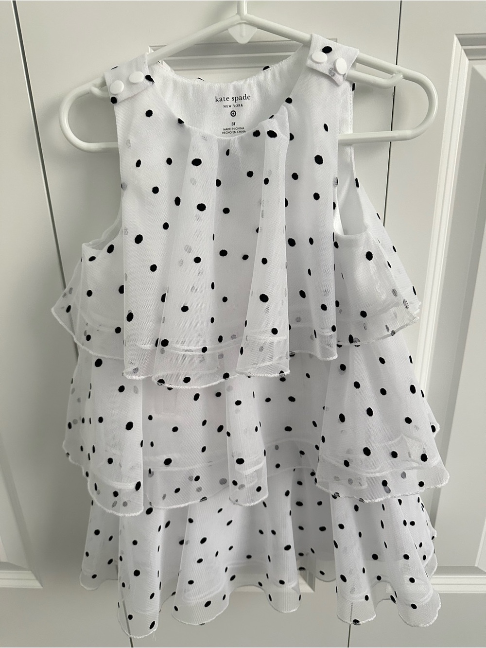 kate spade White & Black Polka Dot Tiered Ruffle Dress